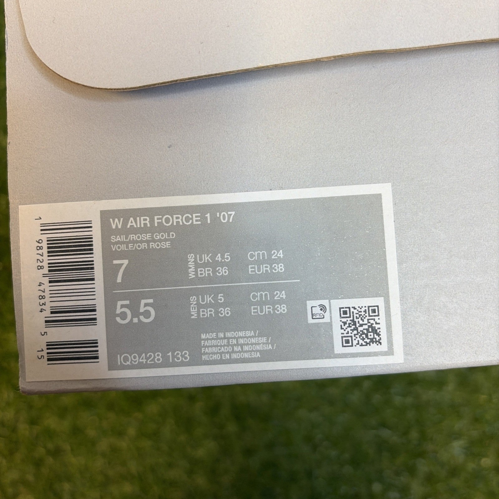 WOMENS NIKE AIR FORCE 1 07_SAIL/ROSE GOLD IQ9428-133-SIZE 75