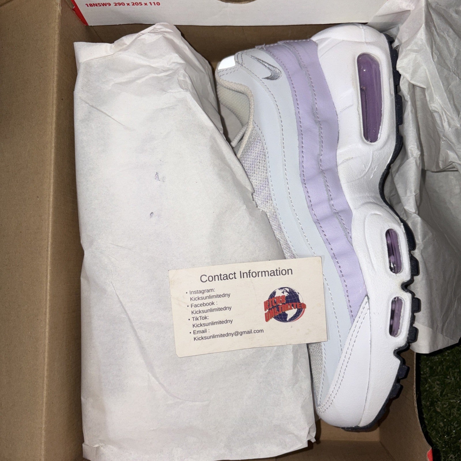 Nike Air Max 95 GS White Violet Size 6y Silver CJ3906 1080