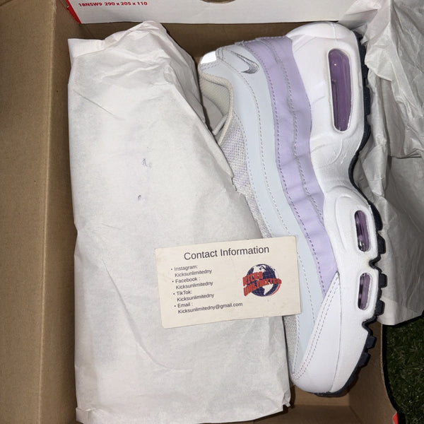 Nike Air Max 95 GS White Violet Size 6y Silver CJ3906 1080