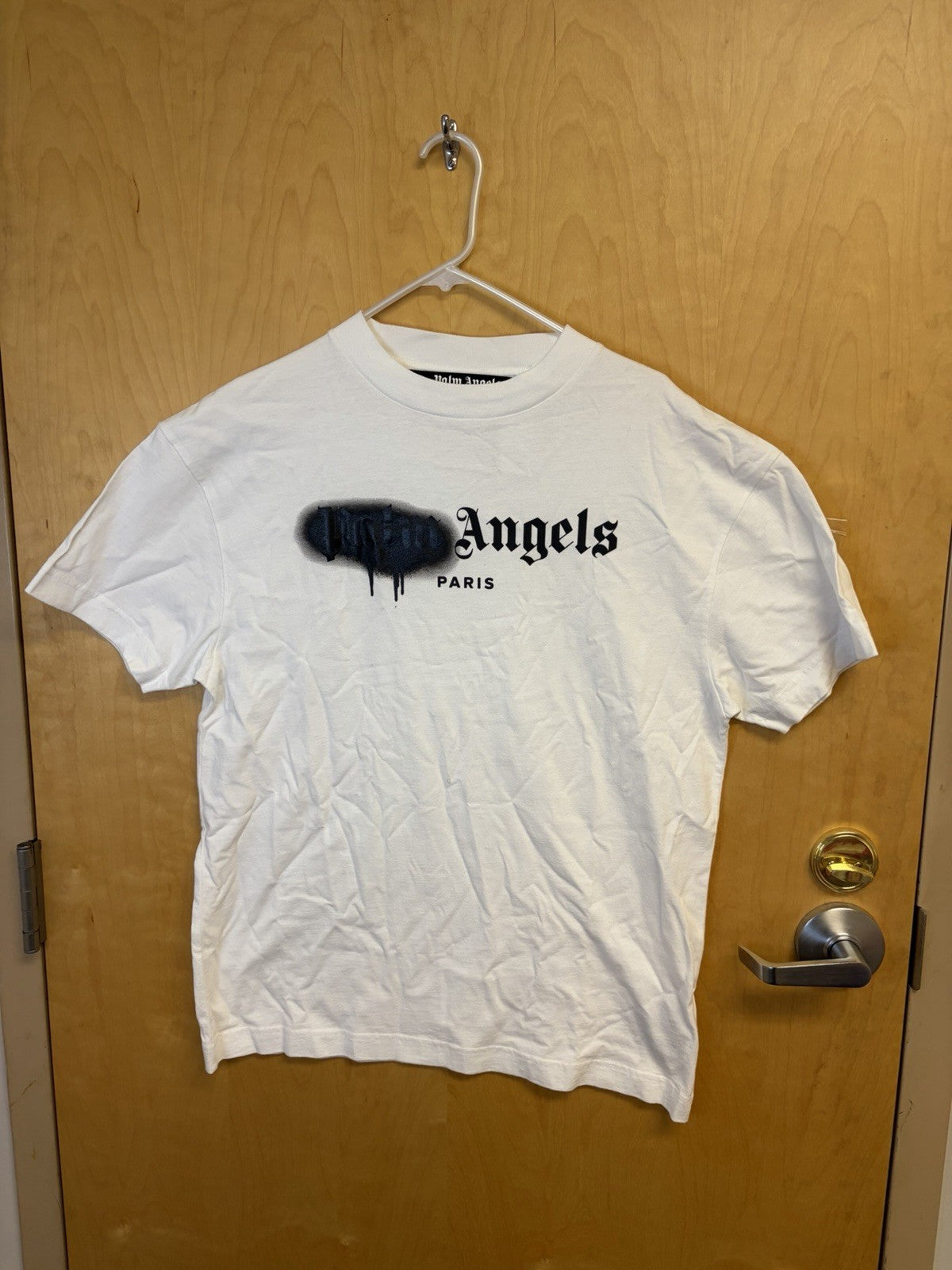 Palm Angels Unisex White With Black T-shirt - Size Large0