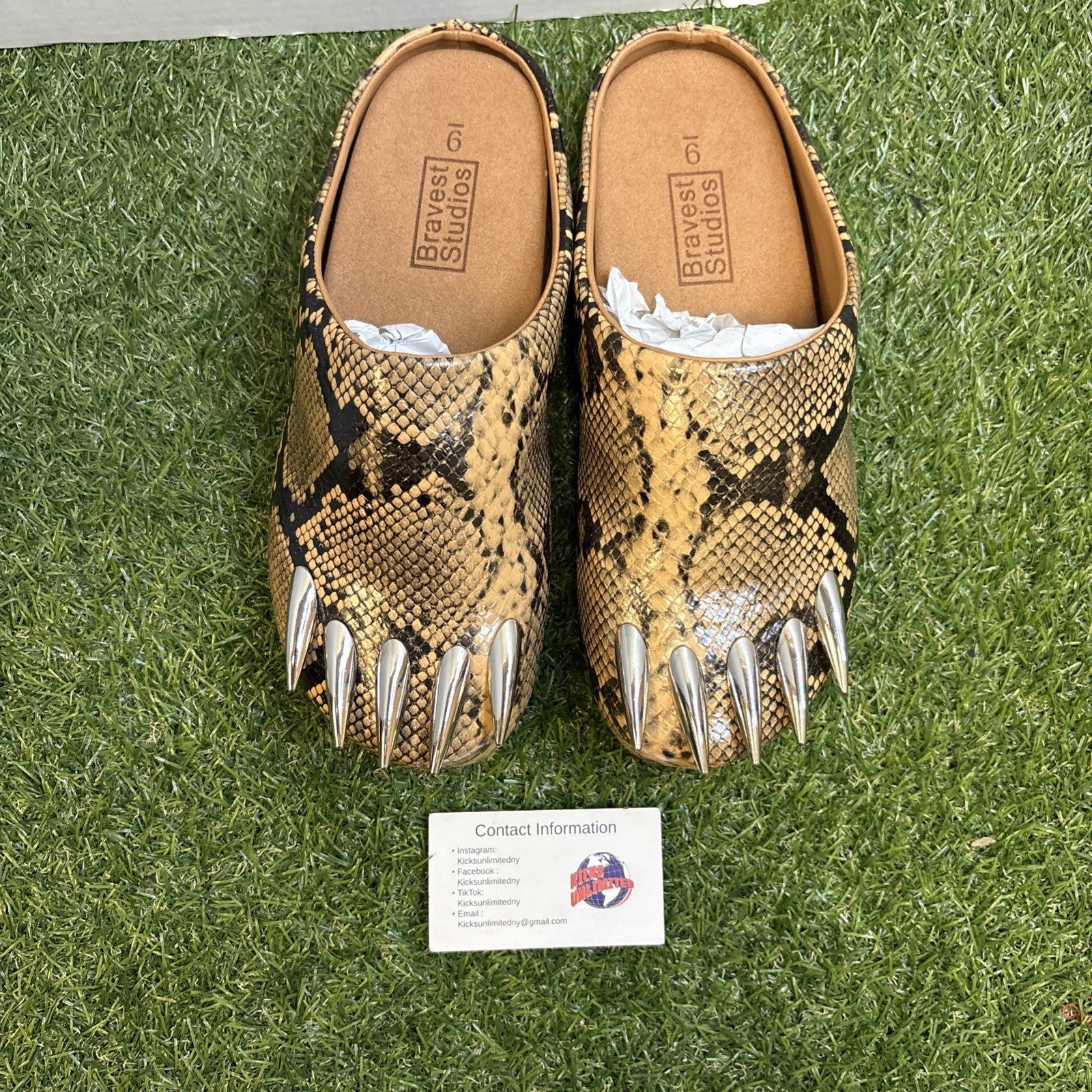 Bravest Bear Claw Mule Snakeskin Leather Size 9  Really Clean0