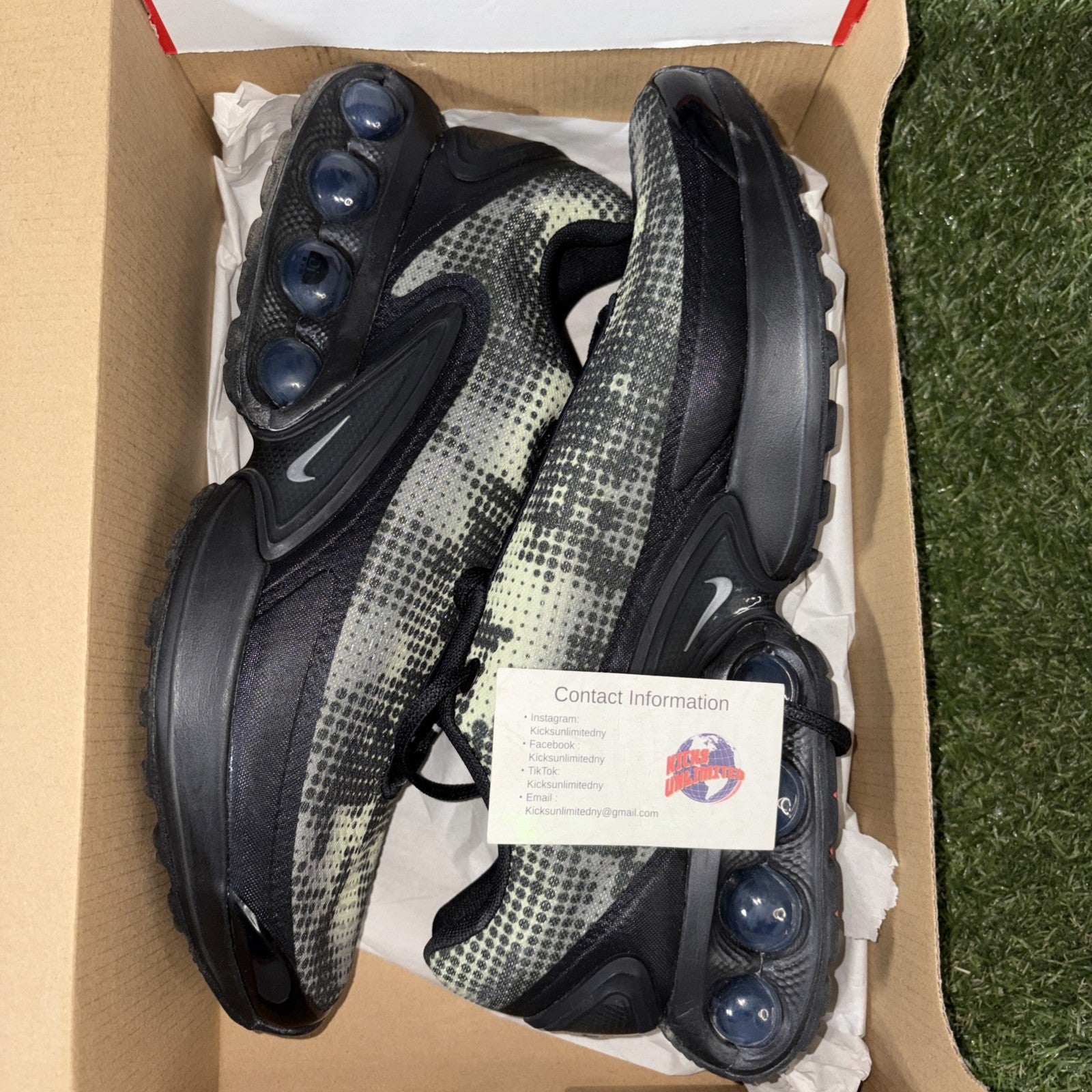 Nike Air Max DN Shoes Mens Size 13 Black Olive Aura Silver Sneakers IB3078 0100