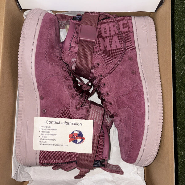 Nike Air Force 1 SF Mid Force Womens Size 7.5 Boots Shoes Maroon AJ1698 6000