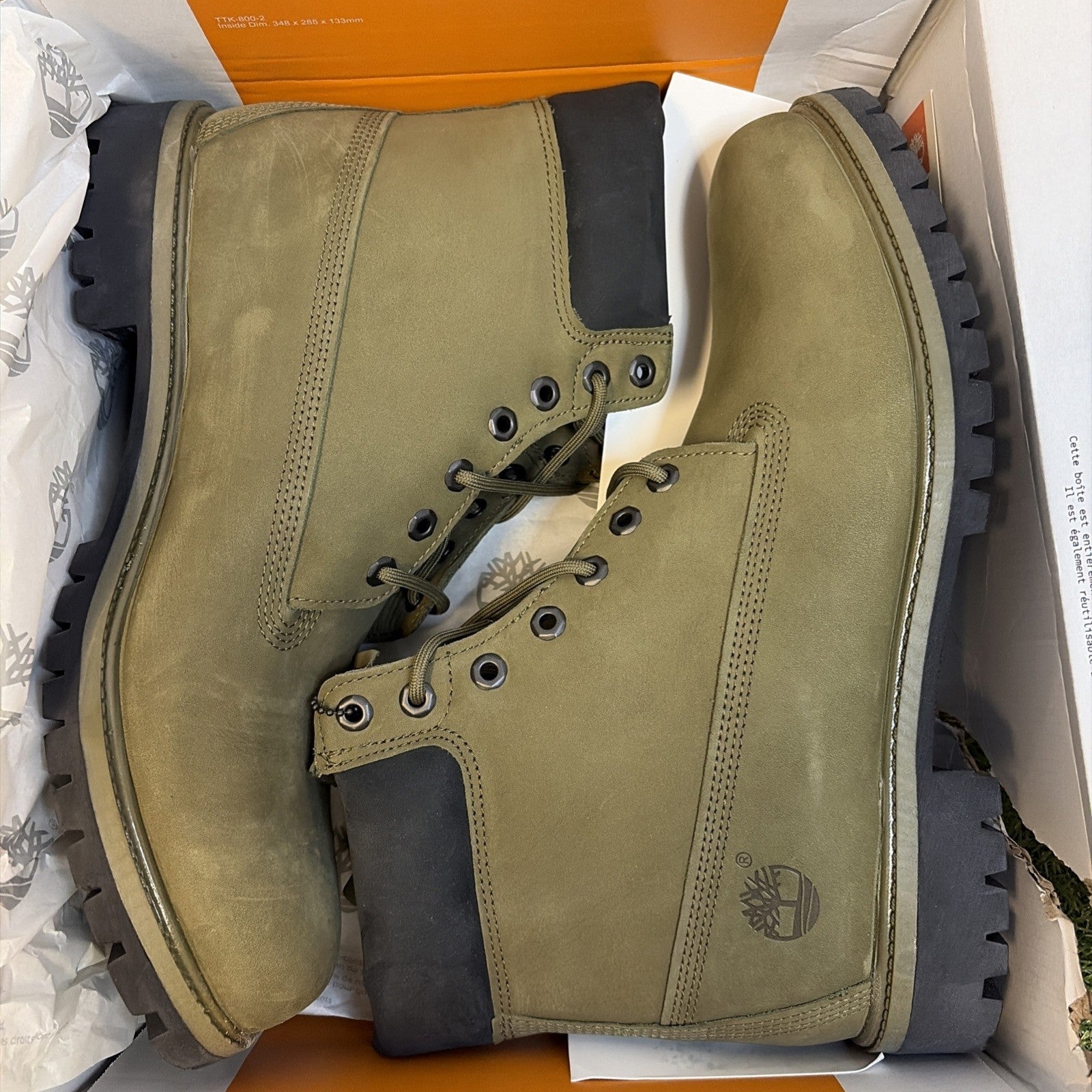 Timberland Premium 6 Inch Lace Waterproof Olive NUBUCK  Size 13  /Tb OA2P6W Eo80