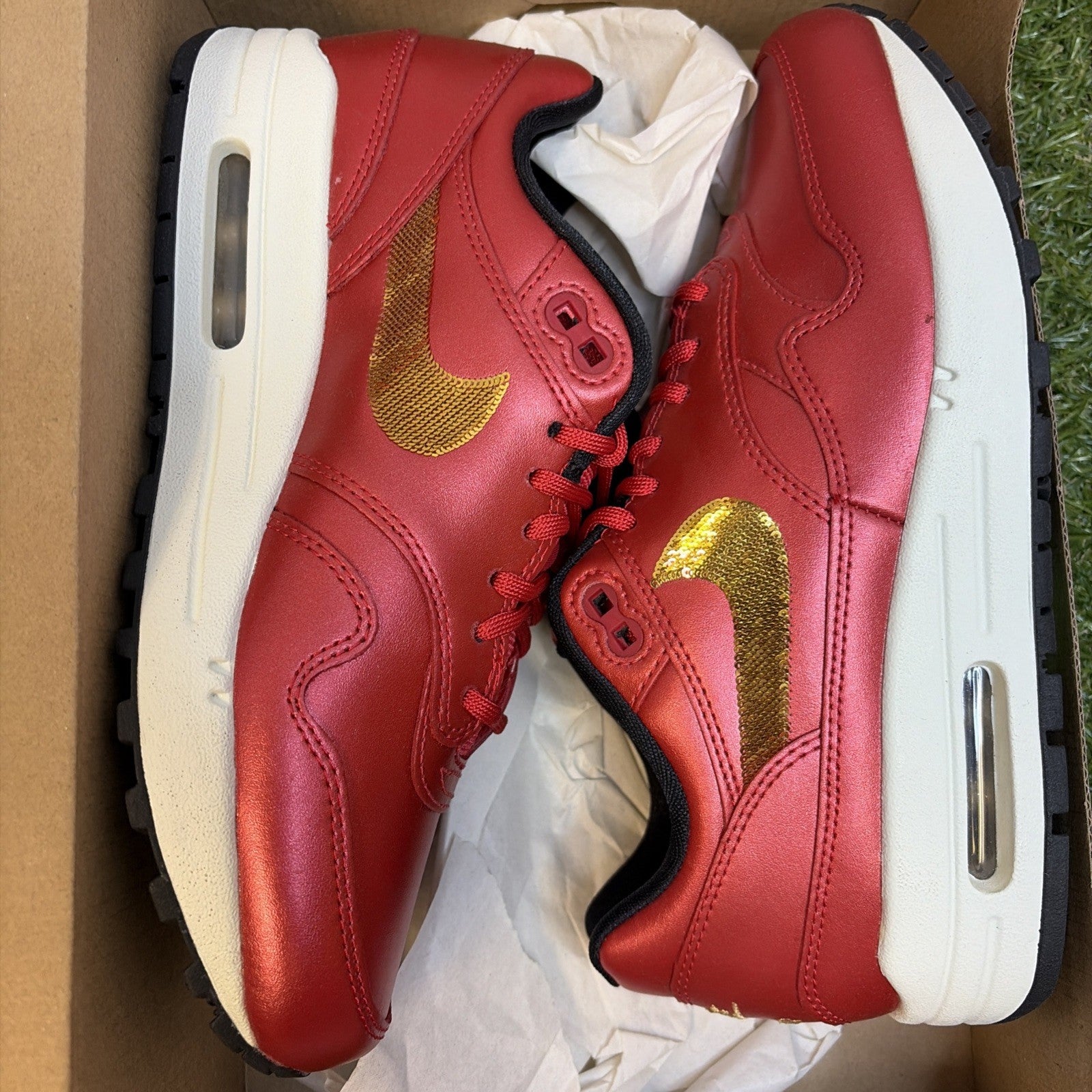 Size 6.5 - Nike Air Max 1 Gold Sequin0