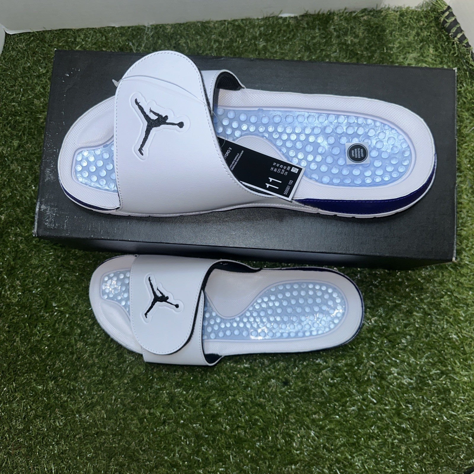 Nile Air Jordan Hydro V 5 Retro Slides Sandals White/Grape Ice Mens Size 11 New2