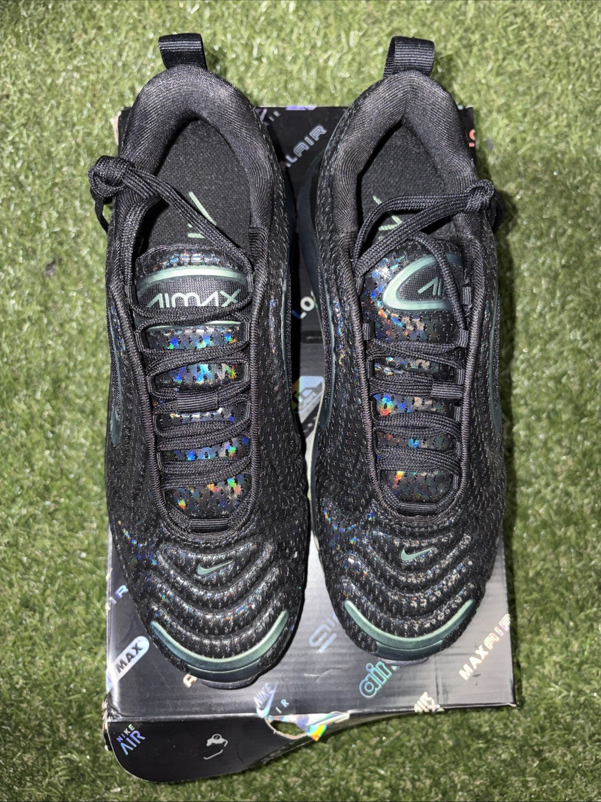 Nike Air Max 720 Throwback Future Black Metallic Shoes AR9293 002 Women's Sz 6.51