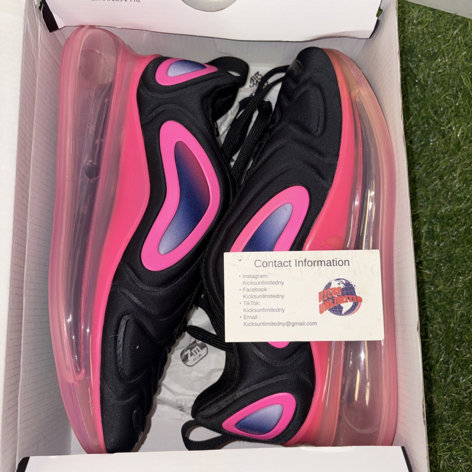 Nike Air Max 720 GS Black Laser Fuchsia Pink Size 6y/ Womens 7.5W AQ3196 0070