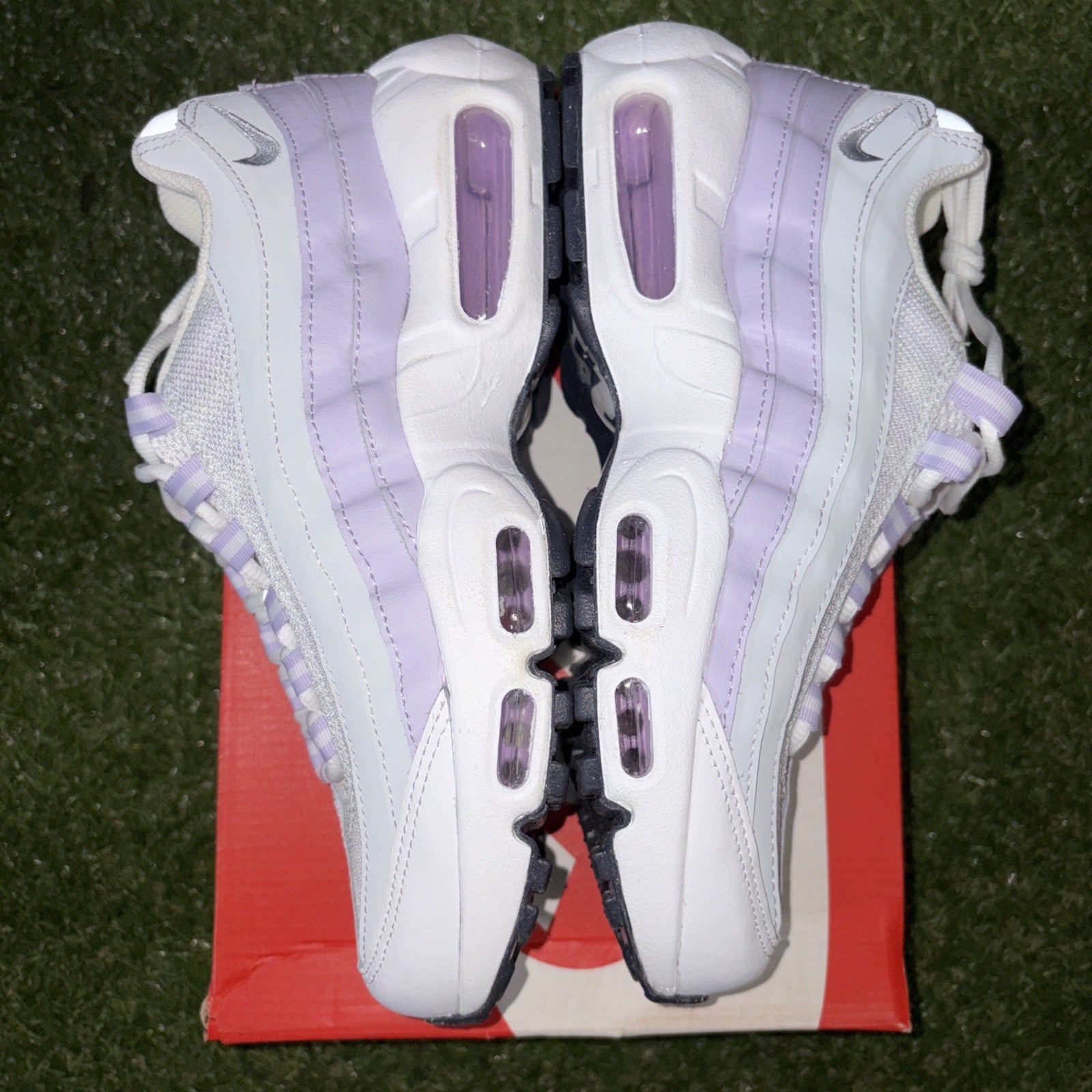 Nike Air Max 95 GS White Violet Size 6y Silver CJ3906 1083